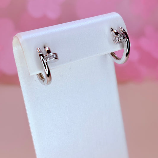 silver nail hoop earrings