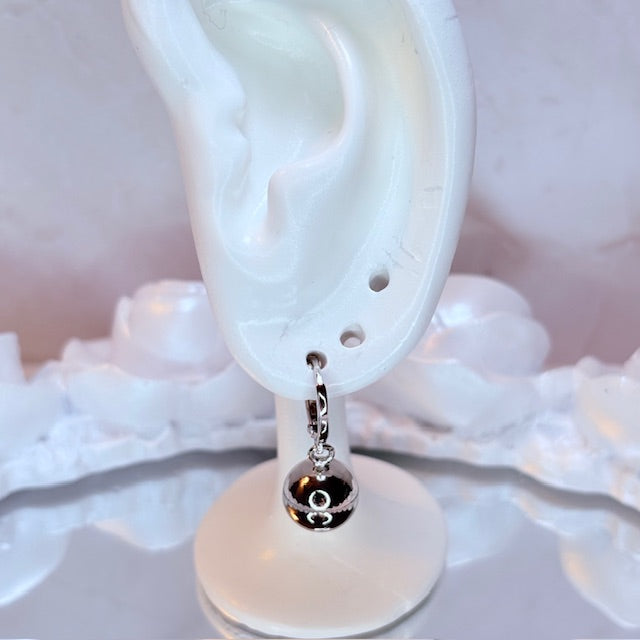 silver orb drop earrings
