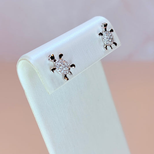 silver turtle earrings