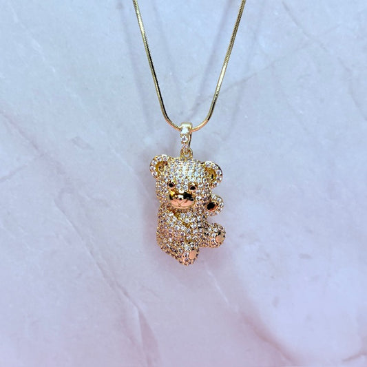 sparkle teddy bear necklace