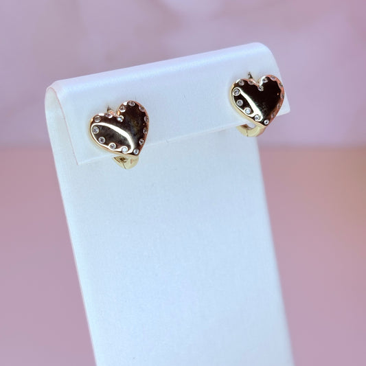studded heart huggie earrings
