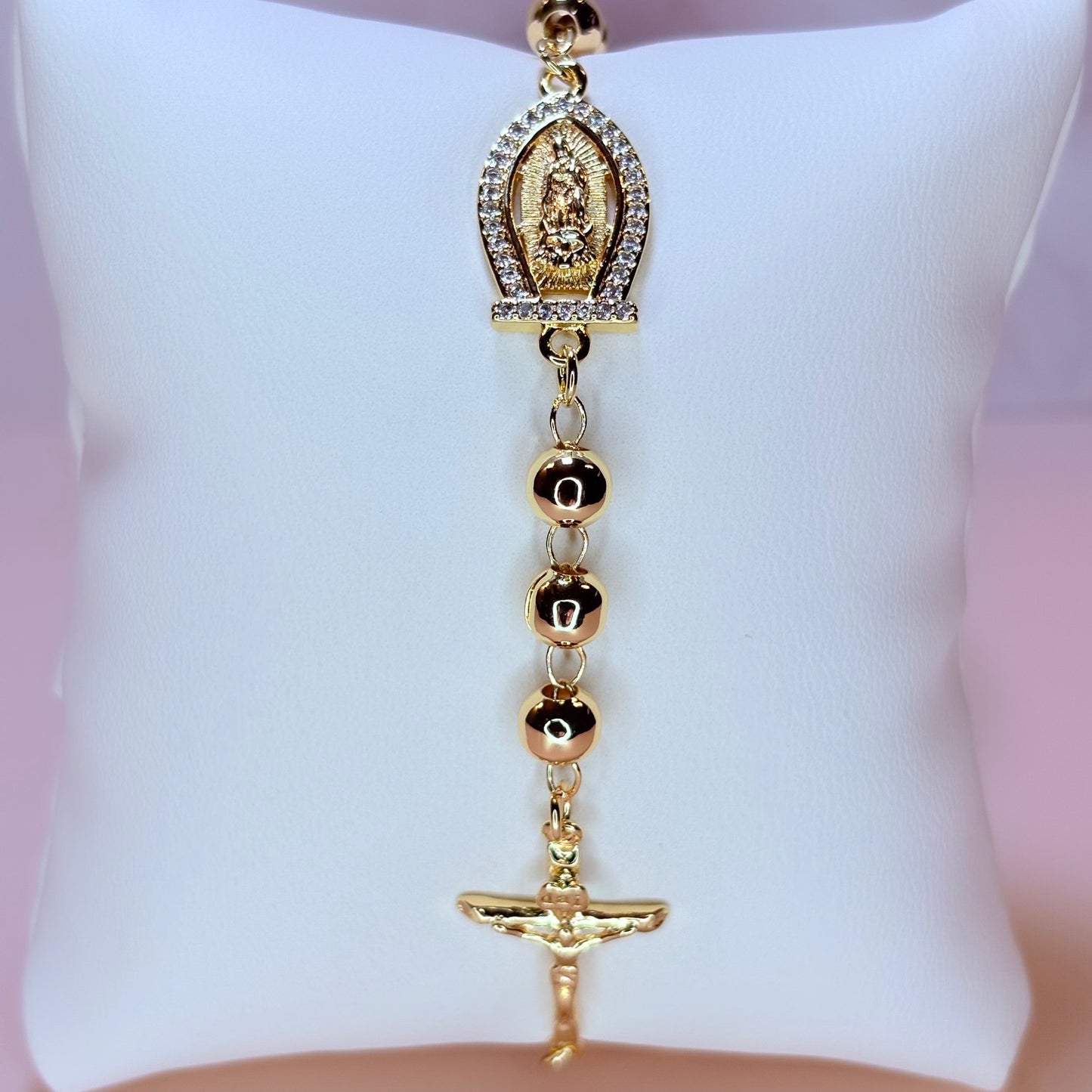 virgencita con cruz rosary style bracelet