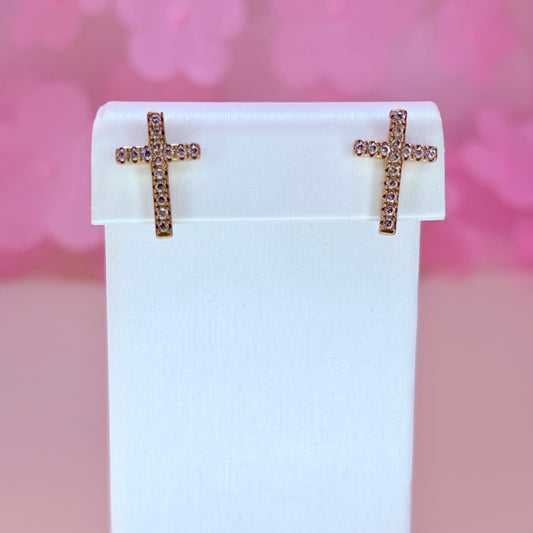 18k cross earrings