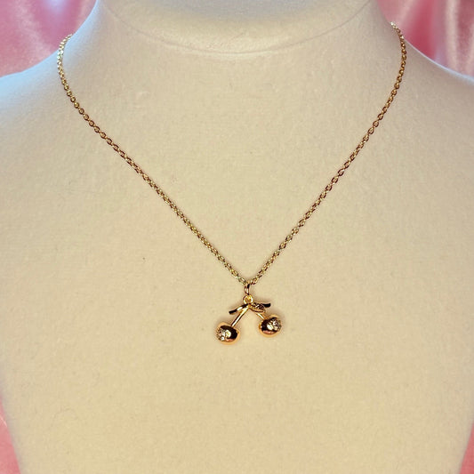 golden cherry necklace