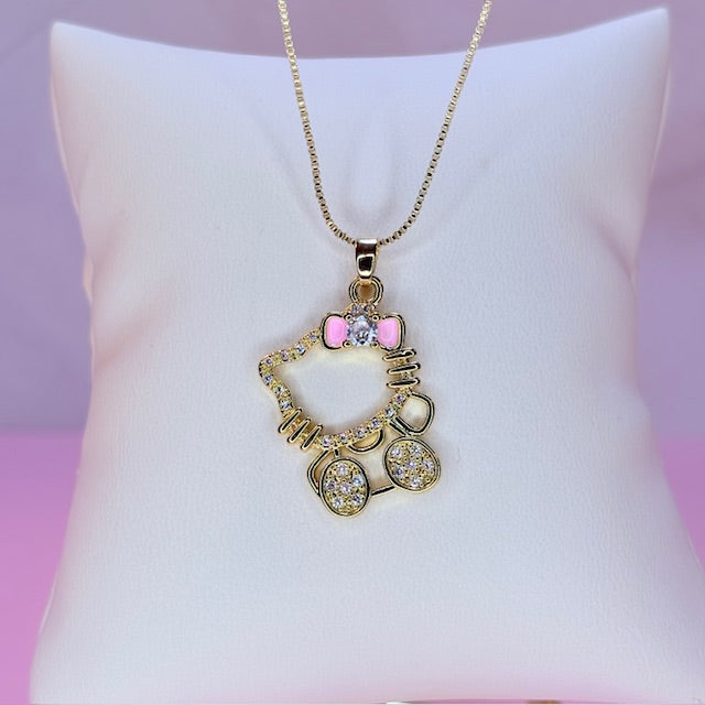 HK pink bow necklace