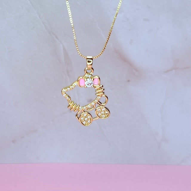 HK pink bow necklace