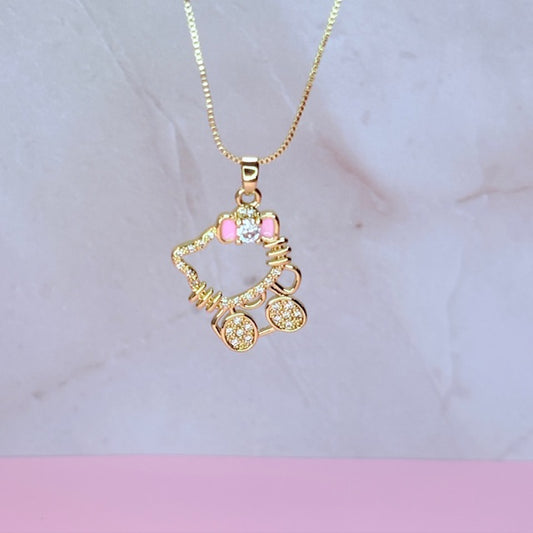 HK pink bow necklace