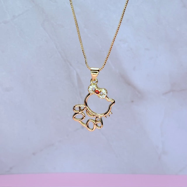 HK red bow necklace