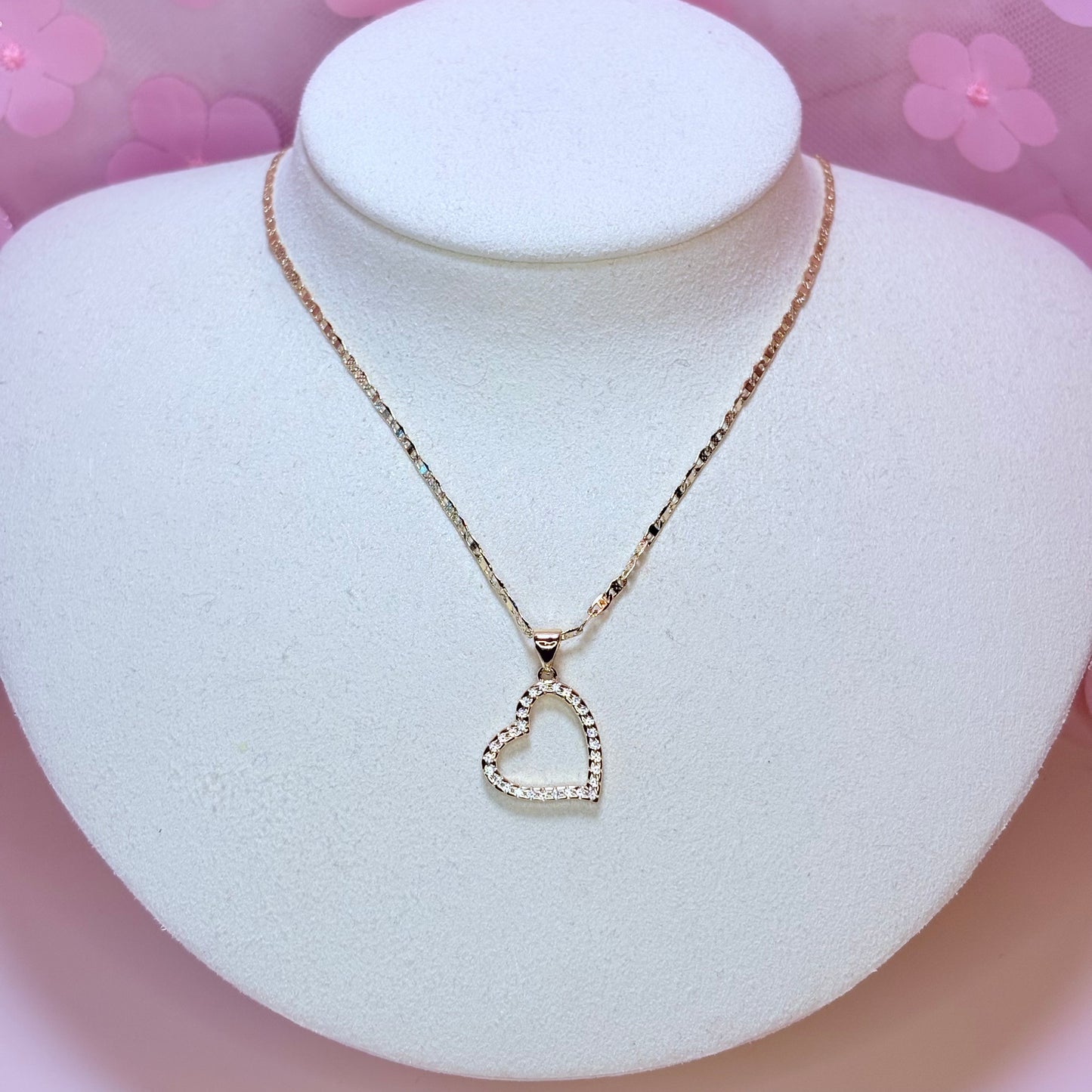 abigail cz encrusted open heart necklace
