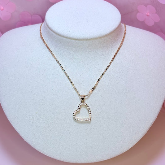 abigail cz encrusted open heart necklace