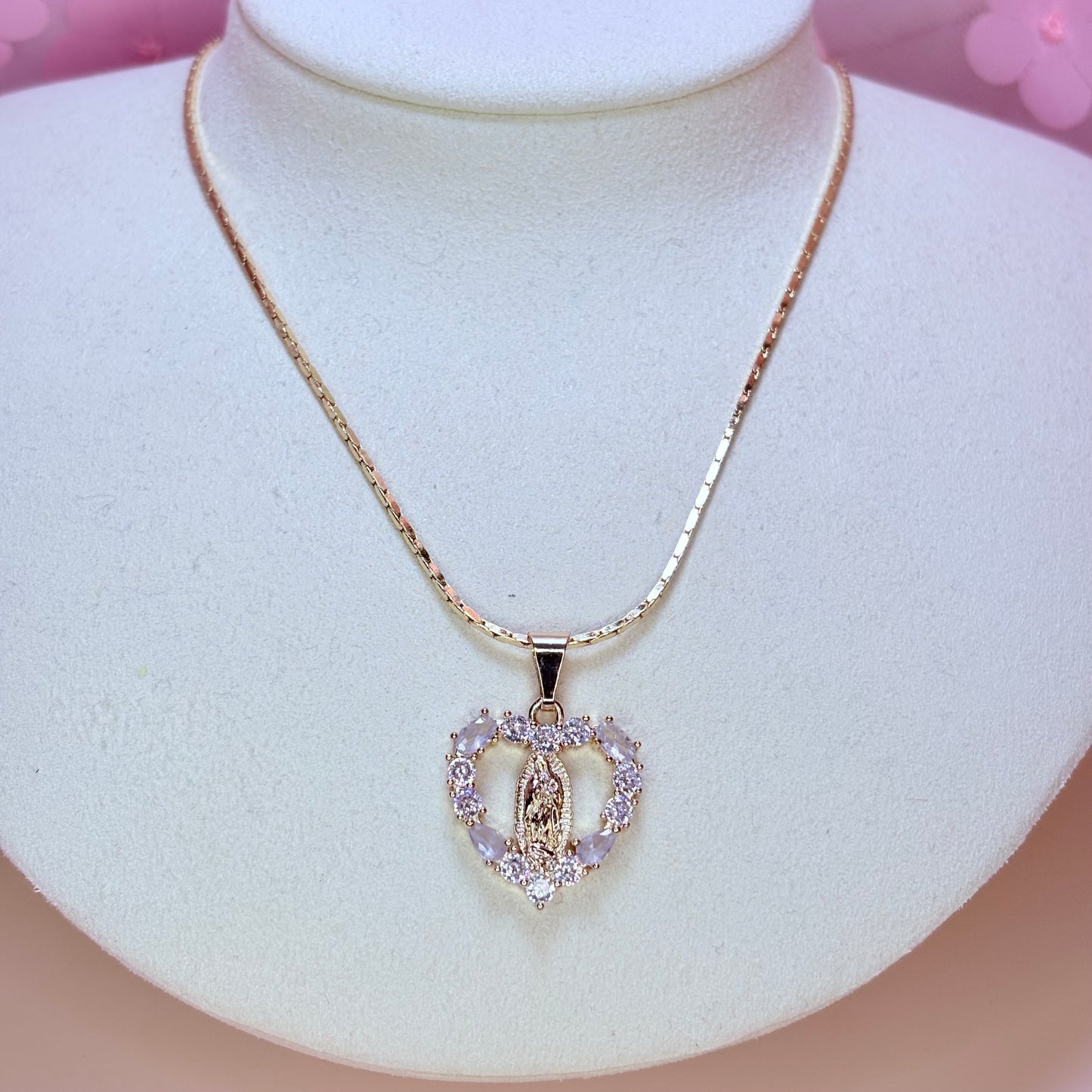 heart virgencita necklace