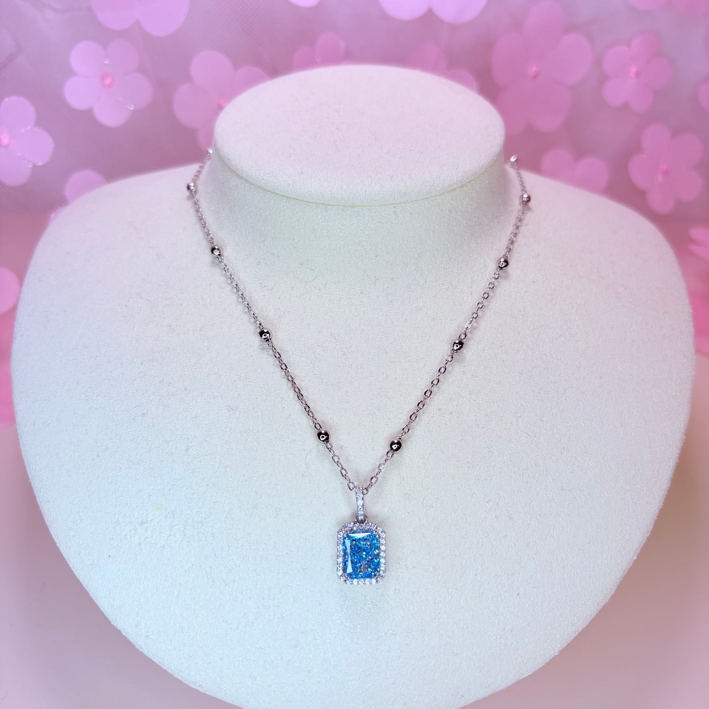 radiant gem silver necklace