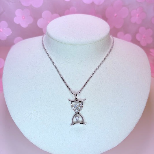 silver hourglass necklace