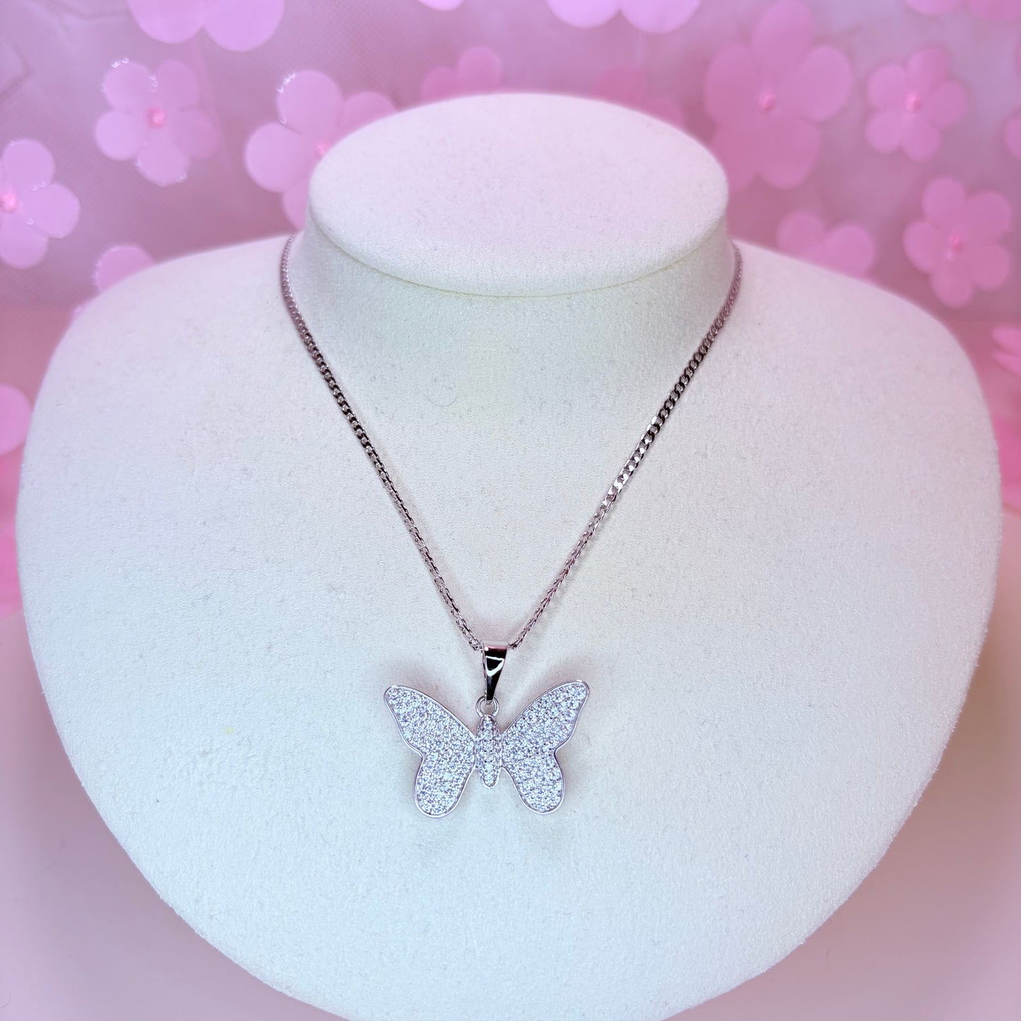 radiant silver butterfly necklace