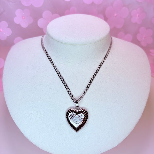 talia silver evil eye heart necklace