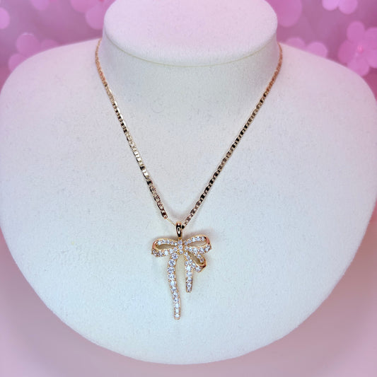 coquette embellished bow necklace