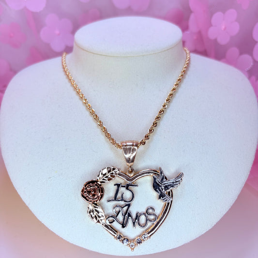 xv heart necklace