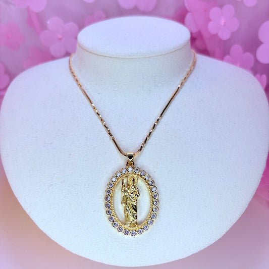 san judas bling necklace