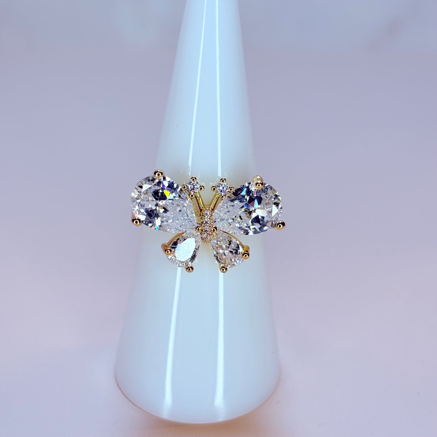 adjustable bling butterfly ring