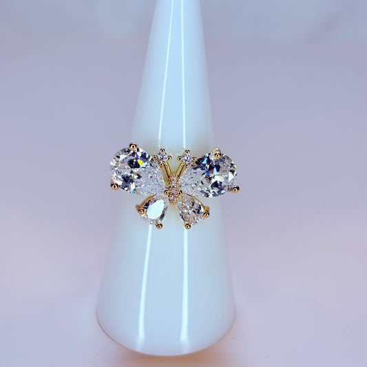adjustable bling butterfly ring