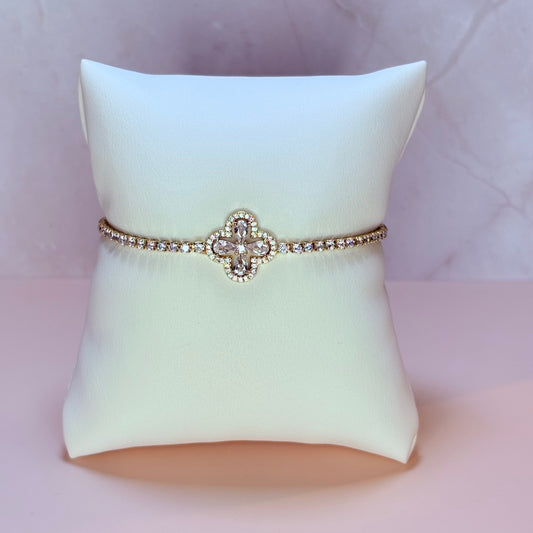 adjustable clover sparkly tennis-style bracelet