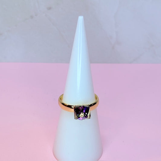 adjustable dainty crystal ring