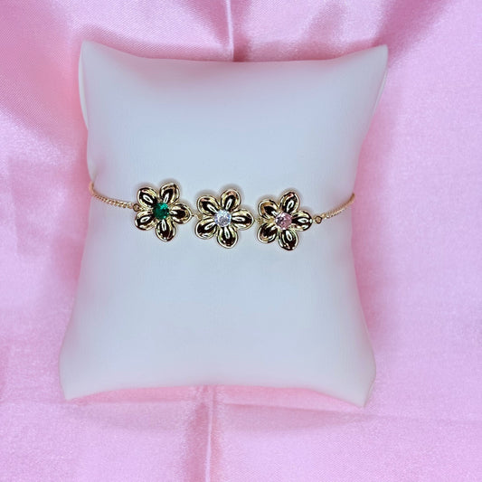 adjustable multi color flower bracelet