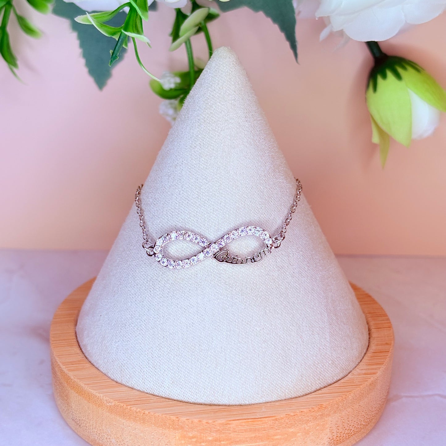 adjustable silver infiniti bracelet