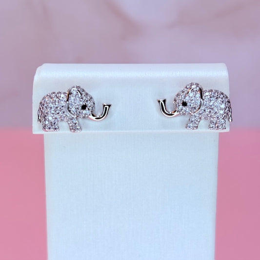 silver baby elephant sparkle studs