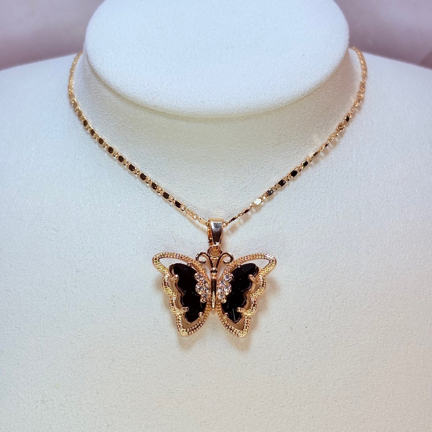 black butterfly necklace
