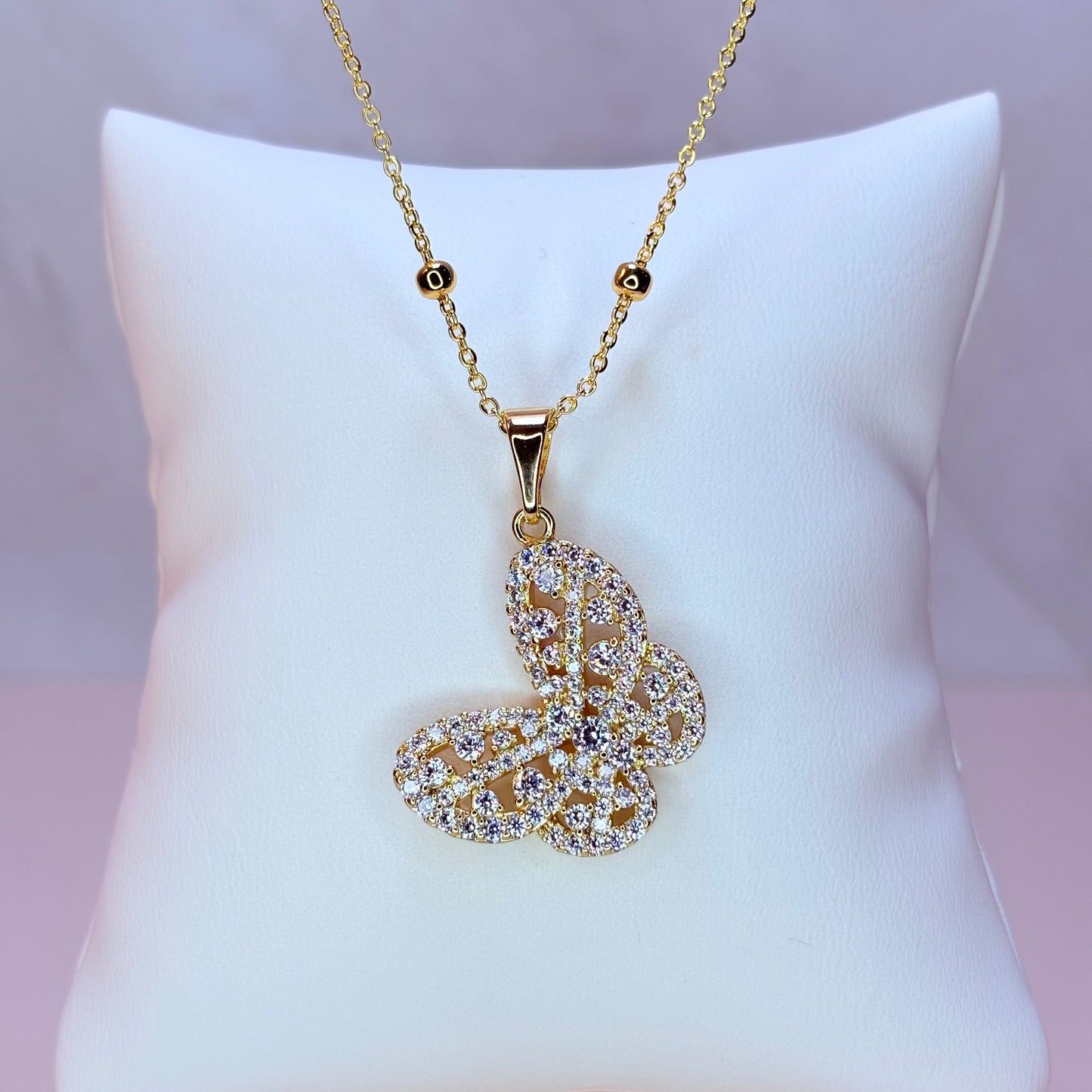 pave finished butterfly necklace