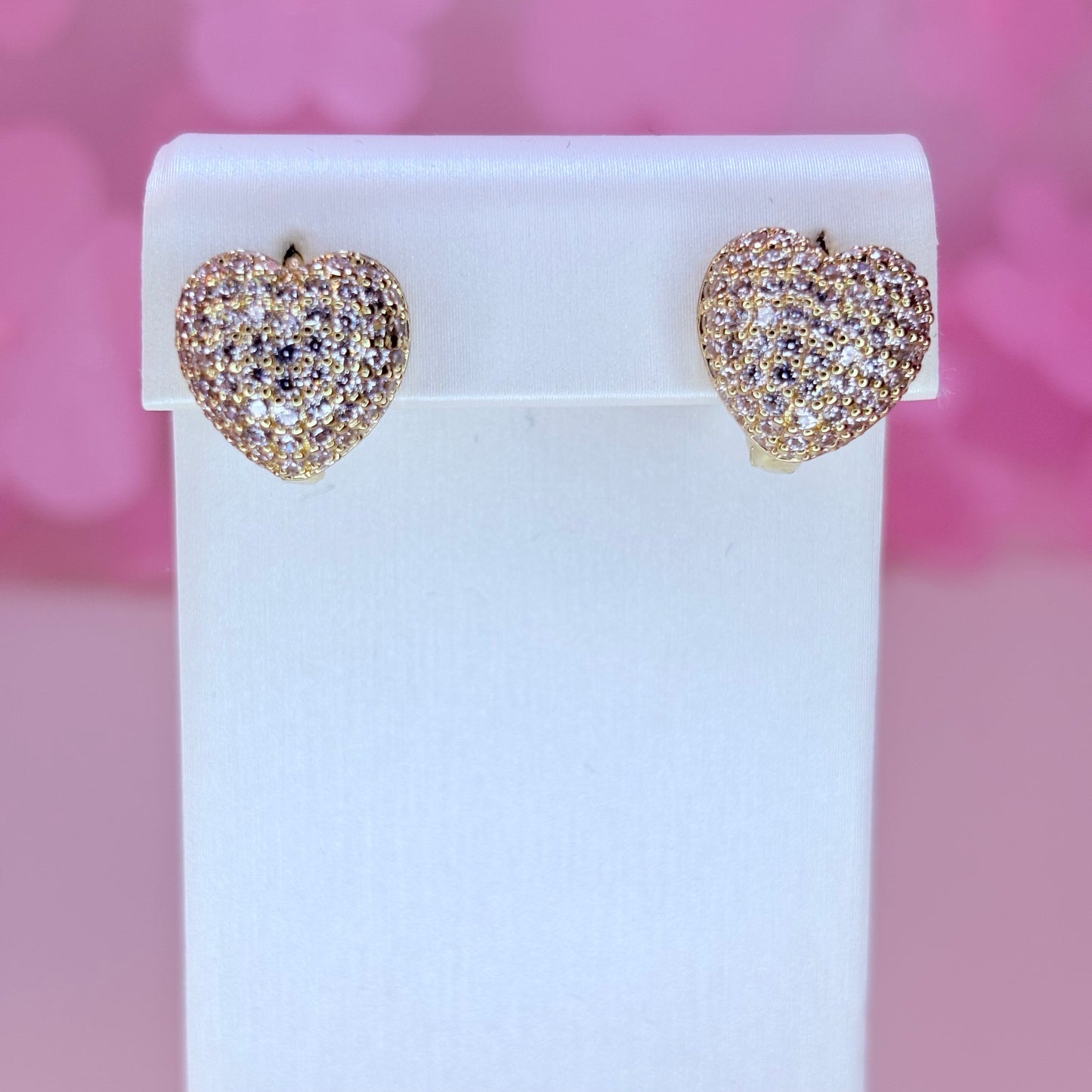 embellished puffy heart earrings