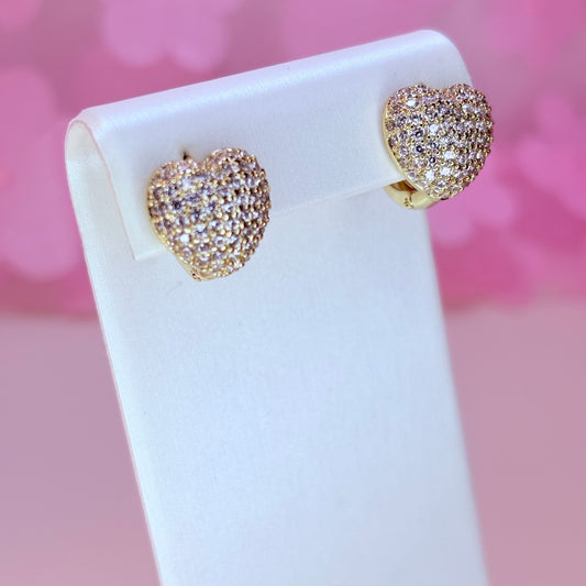 embellished puffy heart earrings