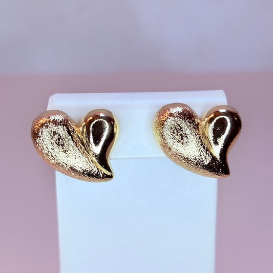 brushed heart chunky earrings