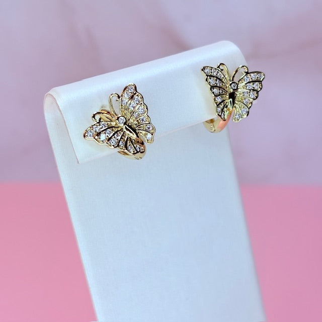 butterfly bloom huggie earrings