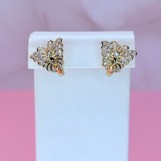 butterfly bloom huggie earrings