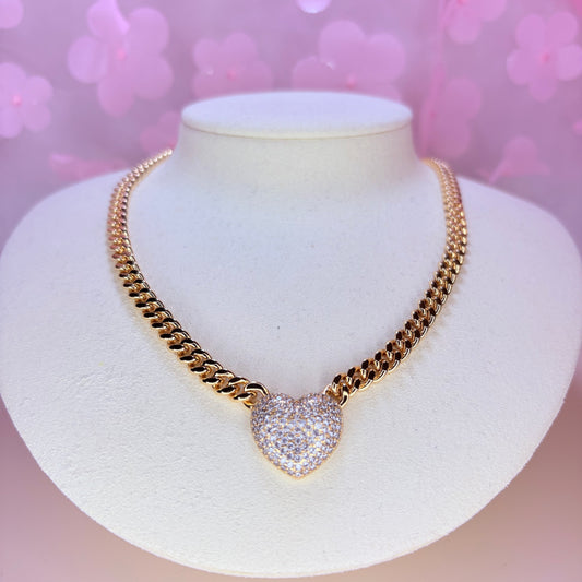 celina bling heart chunky necklace