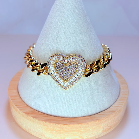 chunky bling heart bracelet