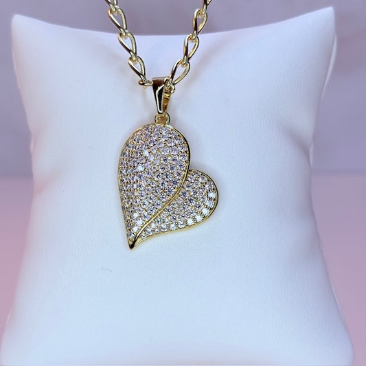 chunky sparkly heart necklace