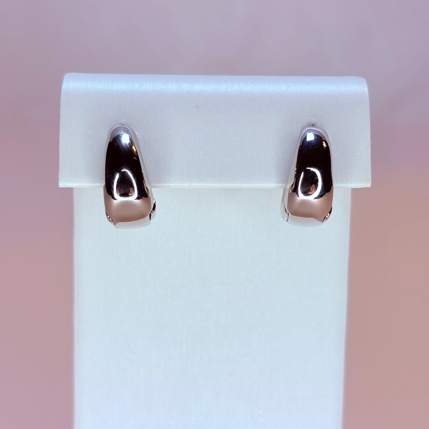 silver cleo huggie earrings