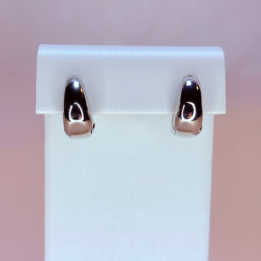 silver cleo huggie earrings
