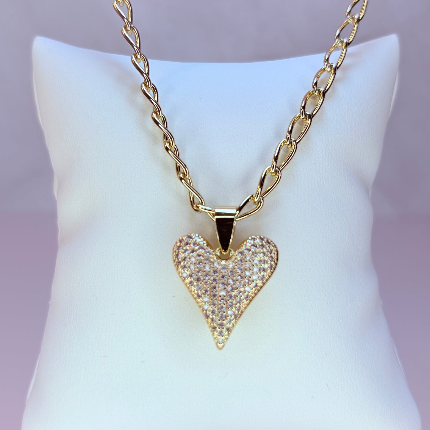 shimmer chunky heart necklace