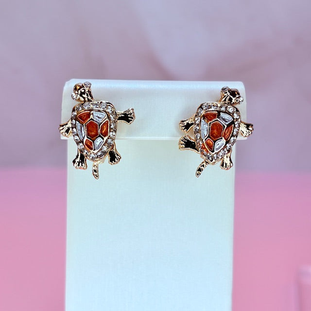 coral turtle earrings