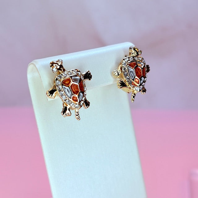 coral turtle earrings