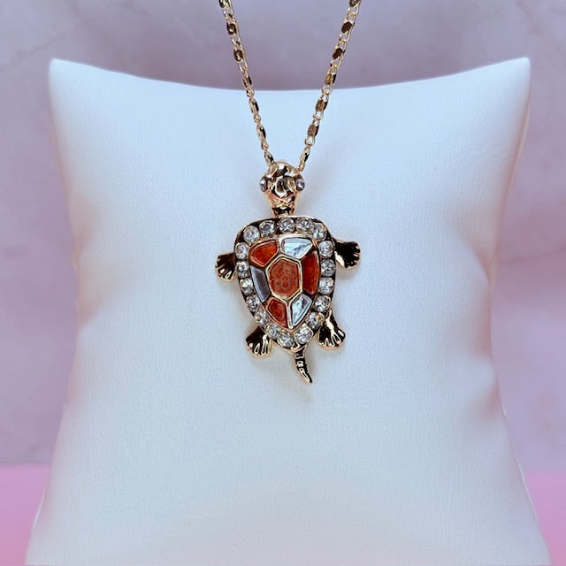 coral turtle necklace