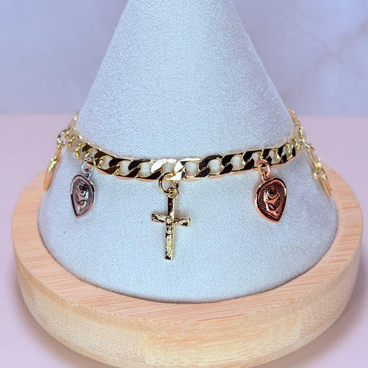 eli cross and heart charm-style bracelet