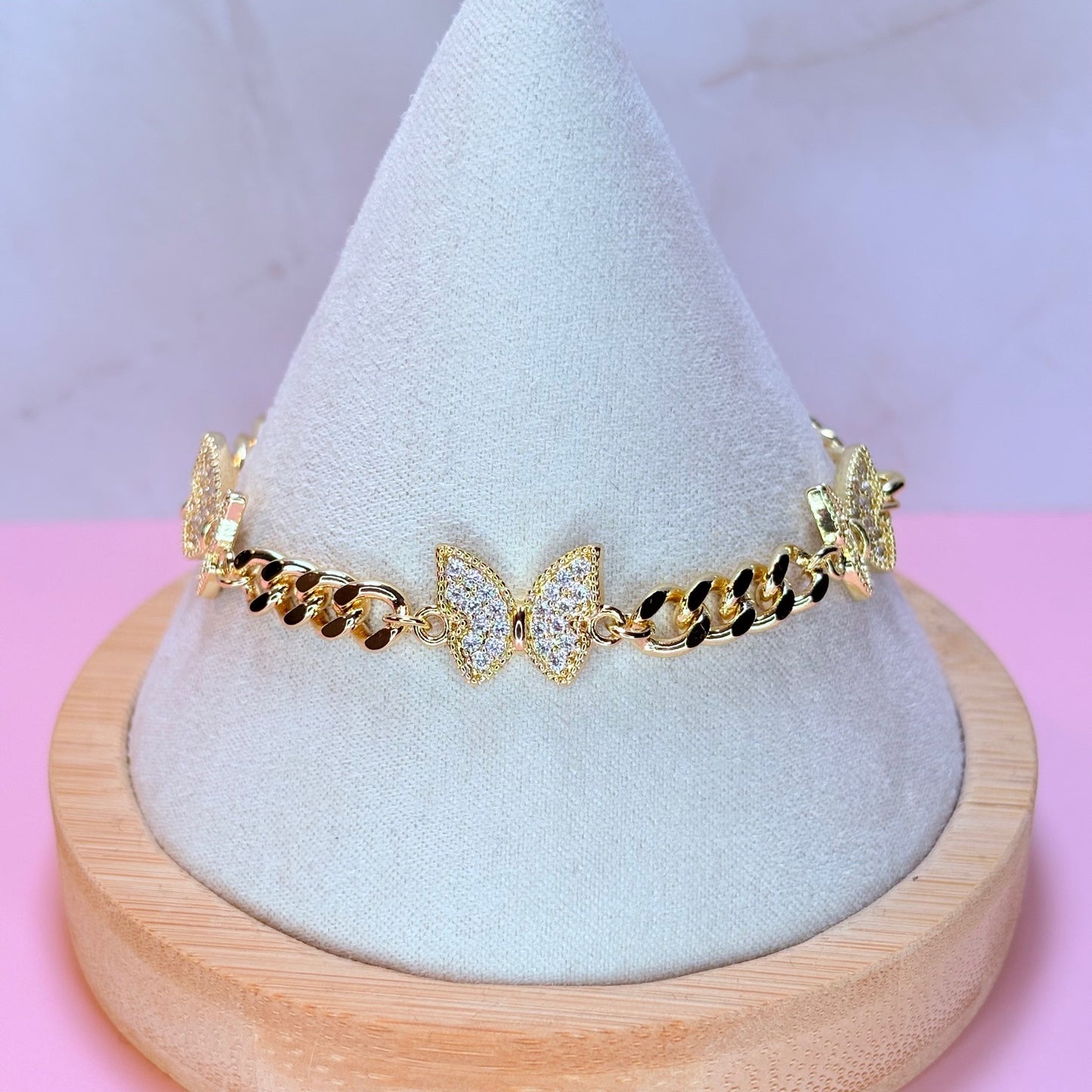 cuban link butterfly bracelet
