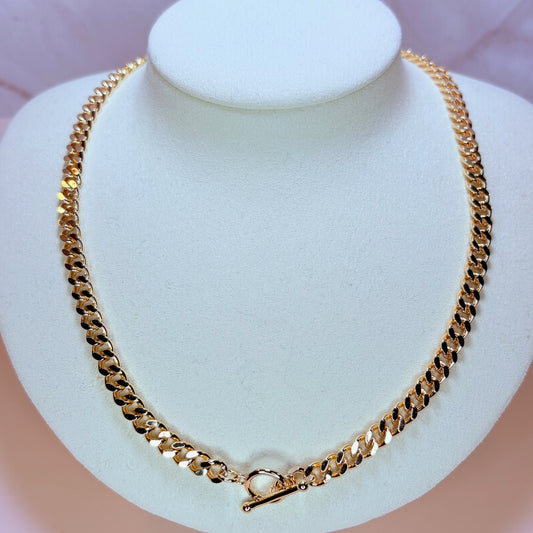 cuban link gargantilla with t-bar clasp 20"