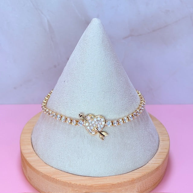 cupids heart tennis bracelet
