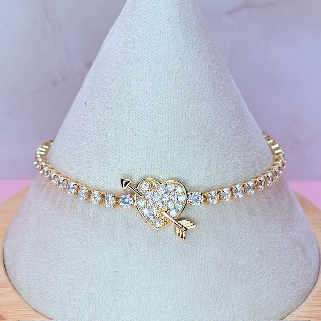 cupids heart tennis bracelet